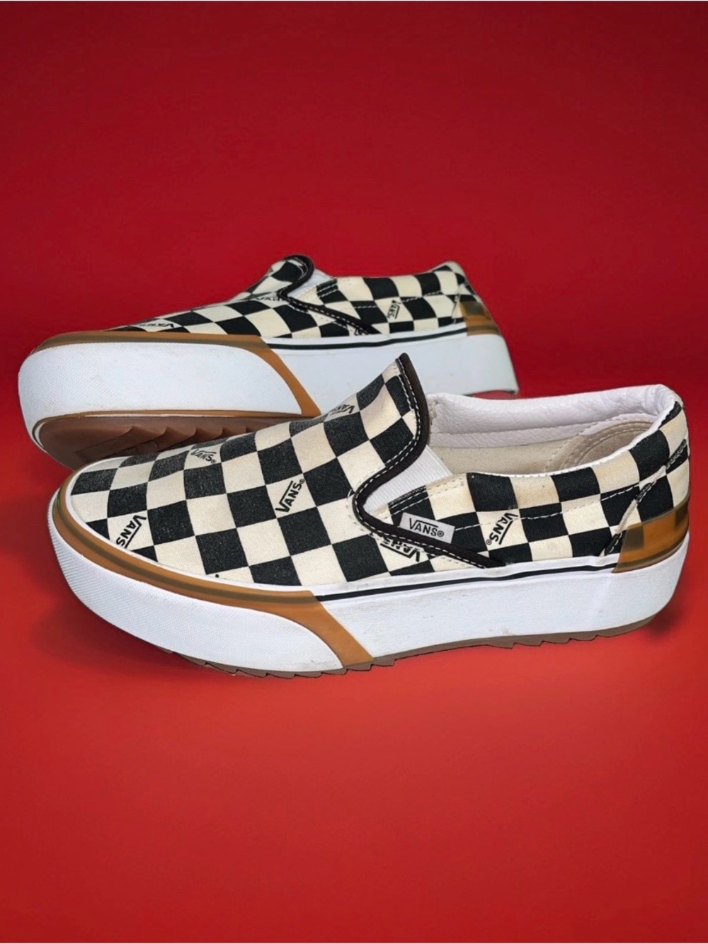 VANS Era STACKED Platform Sneakers Woman Size 9 Mens size 7.5 Checkered Shoes